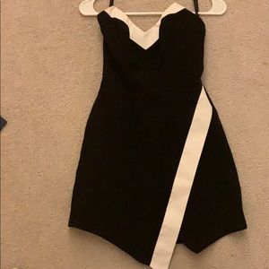 Bebe black and white slit dress